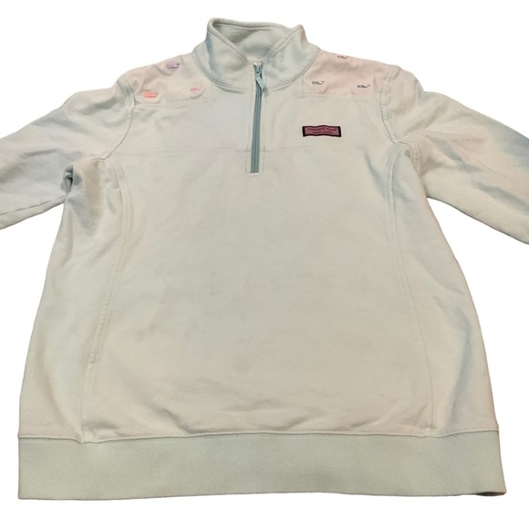 Vineyard Vines Quarter-Zip Pullover Mint Green Size M Flaw Sweatshirt - Picture 5 of 14